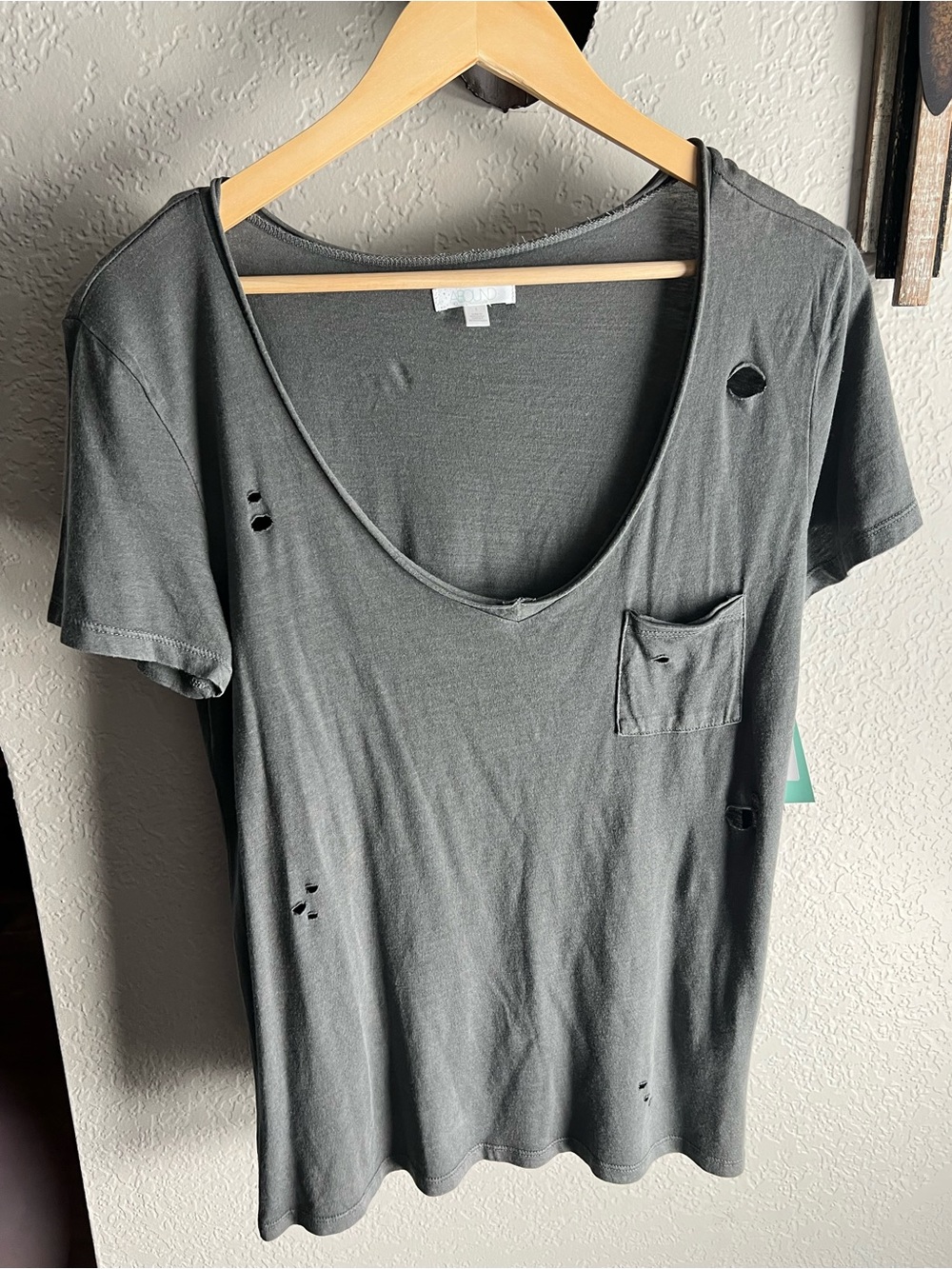 Abound Washed Charcoal Scoop Neck Pocket Tee